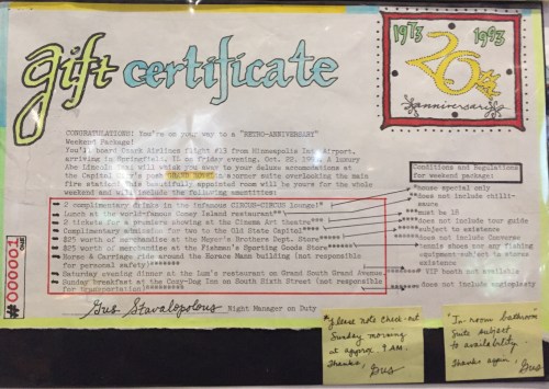 PAT WARD GIFT CERTIFICATE